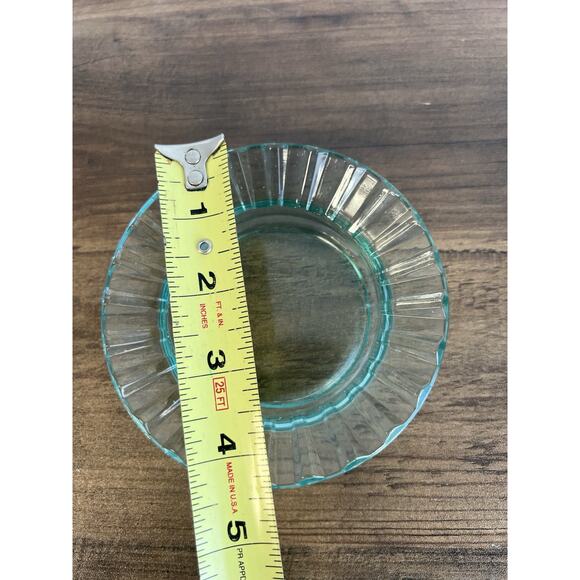 Vintage Mid Century Aquamarine Glass Ashtray Trinket Dish 4 1/2" - Picture 5 of 5